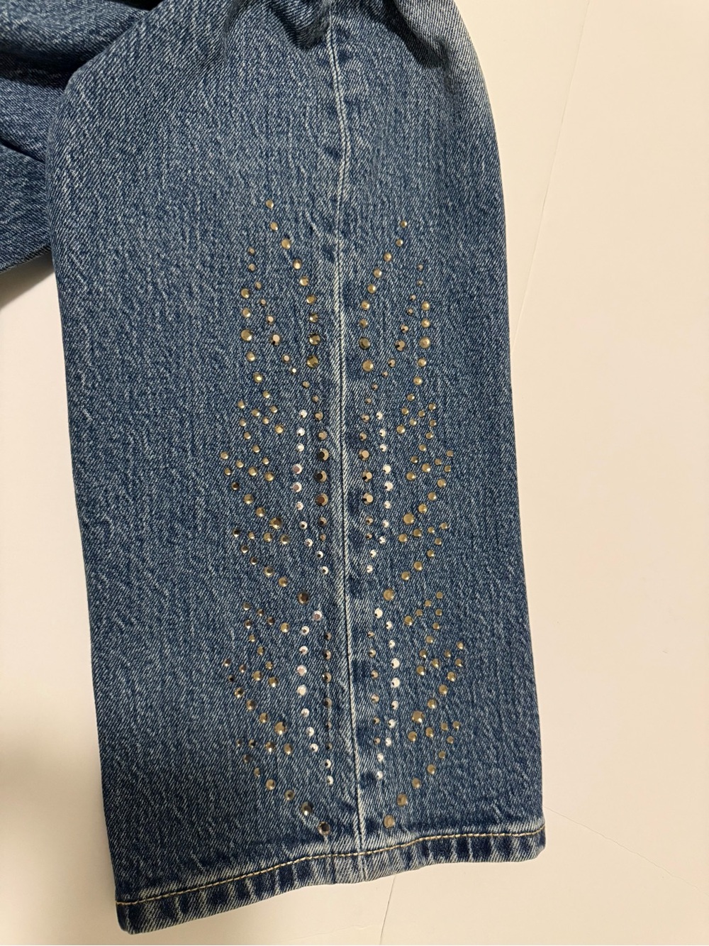 Levi's 501™ Curve Straight Leg Denim Rhinestone Jeans Solargenic- Dark Blue - Picture 8 of 10
